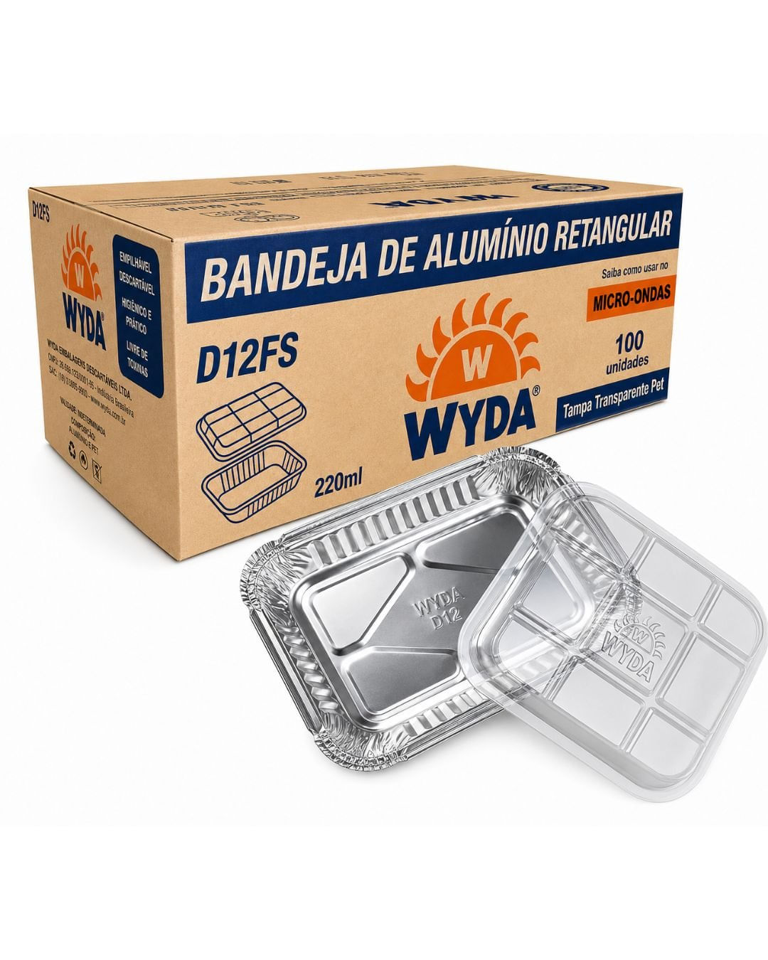 Bandeja Aluminio D7 750 ml c/tampa WYDA | Lojas Funchal