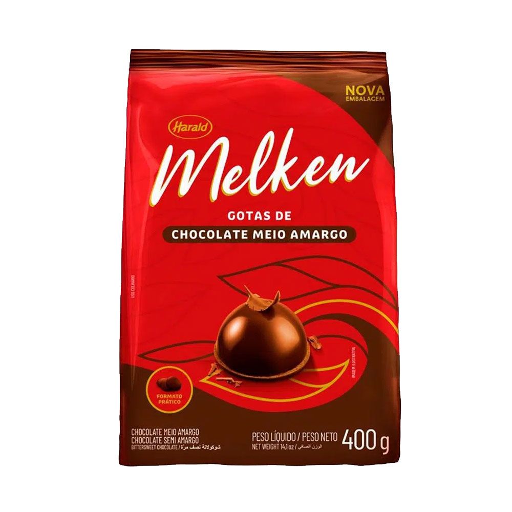 Chocolate nobre melken meio amargo gotas 400g harald