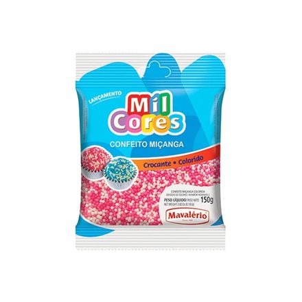 Miçangas Mil Cores Branca e Rosa 150g MAVALÉRIO
