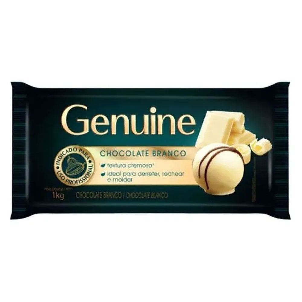 Chocolate nobre genuine branco barra 1k cargill