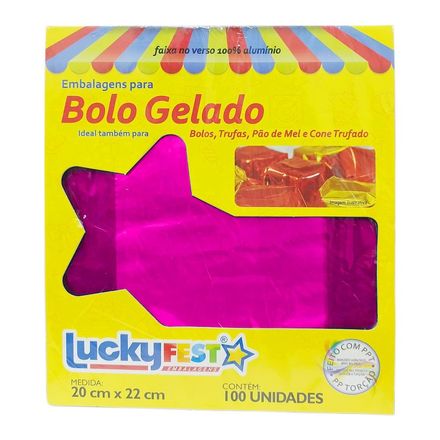 Embalagem Bolo Gelado Pink 20x22cm com 100un LUCKYFEST