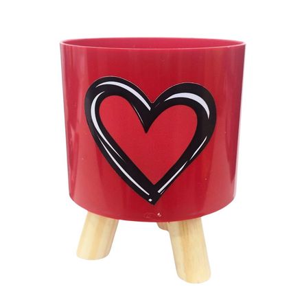 Cachepot Vermelho Retro Coração Vermelho 15cm PRODUFEST