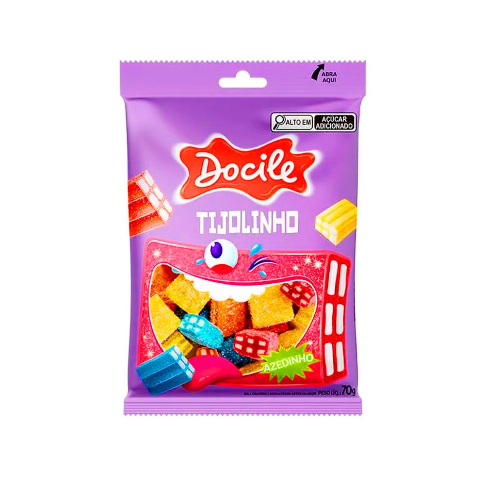 Bala Gelatina Tijolinho Azedinho 70g DOCILE | Lojas Funchal