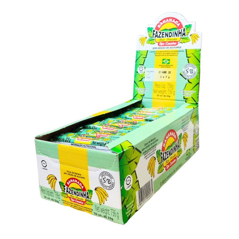 Bananada Zero Açúcar 32x23g FAZENDINHA | Lojas Funchal