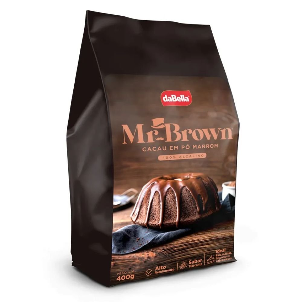 Cacau em pó Marrom 100% Alcalino Mr Brown 400g DABELLA | Lojas Funchal
